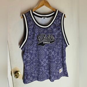 Teddy Fresh Jersey Tank Active Navy Bandana Paisley Pattern Basketball